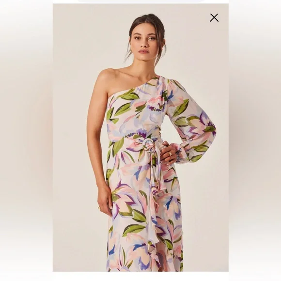 Astr One-Shoulder Floral Dress in Pink and Purple - Picture 14 of 14
